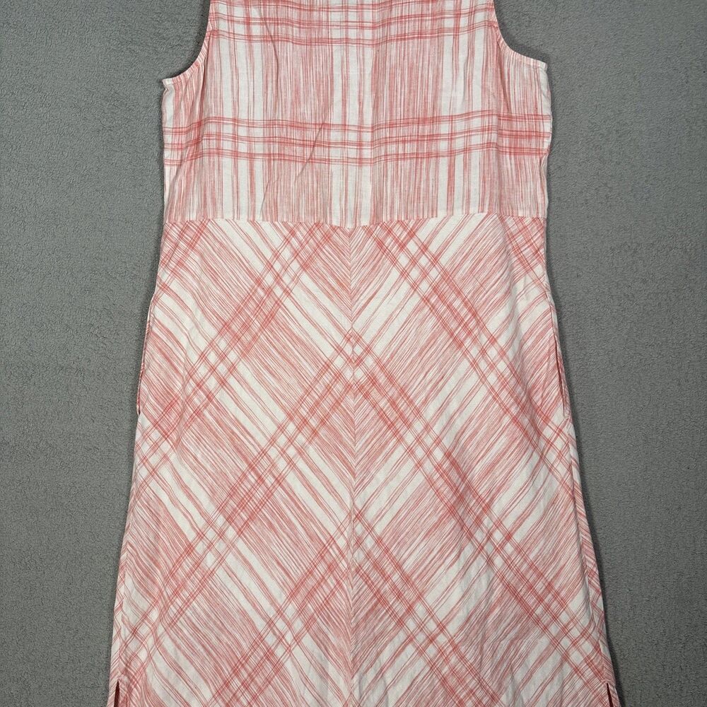 J Jill Love Linen Size L Tall Maxi Dress Linen Cotton Lined Natural Fibers Plaid - Picture 16 of 16